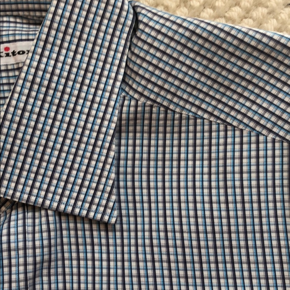 Kiton Blue Check Button Down Shirt